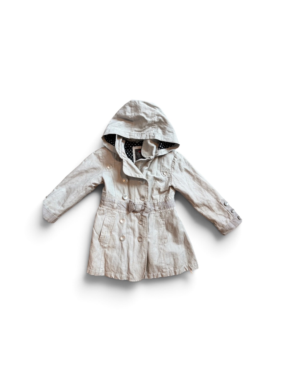 Catimini Gray Hooded Double-Breasted Girls' Trench